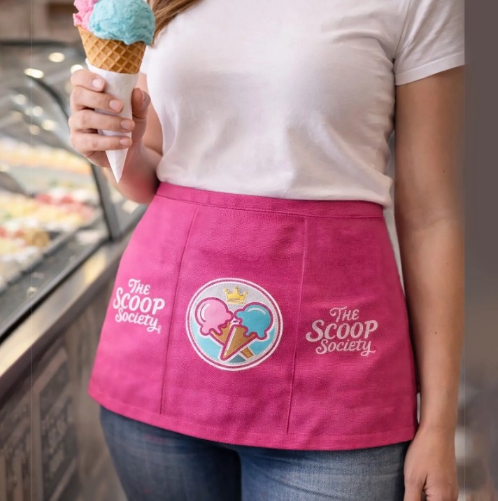 Full-Color Poly Canvas Server Apron with Pockets